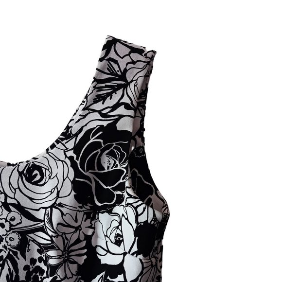 Women Connected Apparel White & Black Floral Dress- Size 14 - Picture 4 of 6